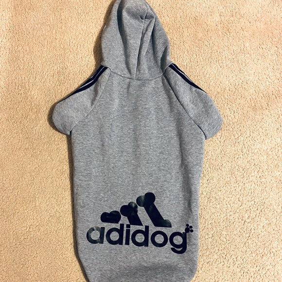 Fresh Pawz Grey Adidog Logo Fleece Dog Hoodie, 7XL - Picture 1 of 2
